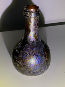 Rare Antique Iridescent Small Glass Onion Bottle