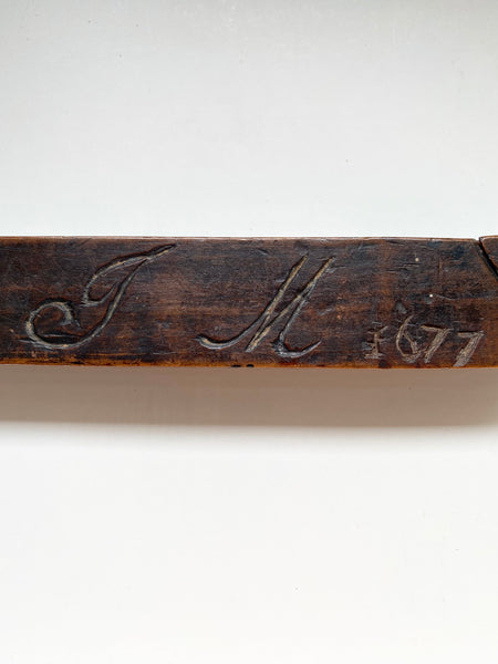 Rare Antique 17th Century Treen Quill Pen Case Initialled & Dated 1677