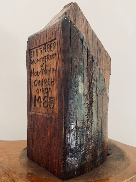 Rare Antique 15th Century End Timber From The Roof Of Holy Trinity Church c.1485