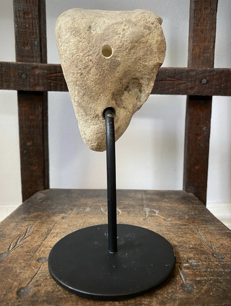 Unusual Creepy Stone Figural Head Sculpture Of The Devil On A Stand