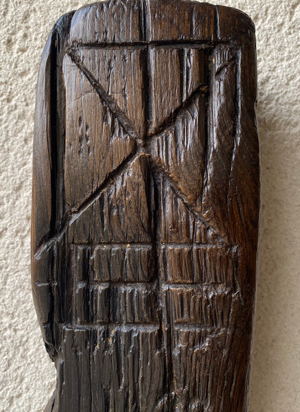 Rare Antique 17th Century Witches Post With Numerous Witch Marks & Date Of 1677 - Source Vintage