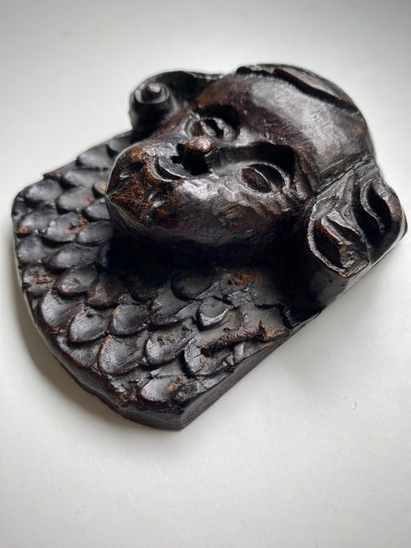 Antique Late 17th Century Carved Oak Cherub Panel
