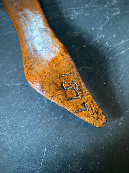 Antique 19th Century Treen Folk Art Knitting Sheath Initialled AH CB & Dated 1877 - Source Vintage