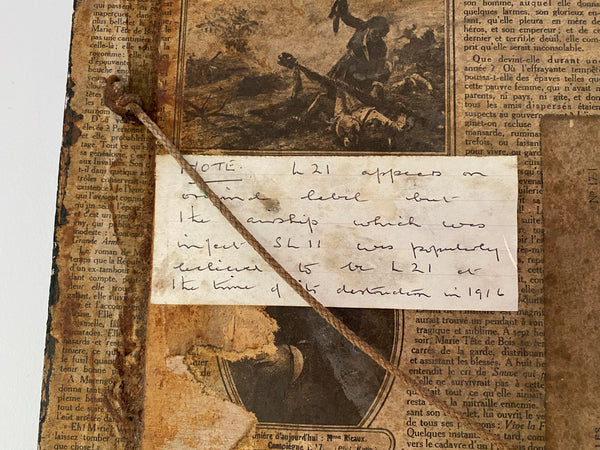 Rare Antique WW1 Framed Crash Debris From 1st Zeppelin Shot Down On British Soil Cuffley