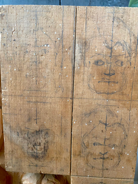 Vintage Woodcarving Practice Piece Or Study Block For Learning Facial Sculpting