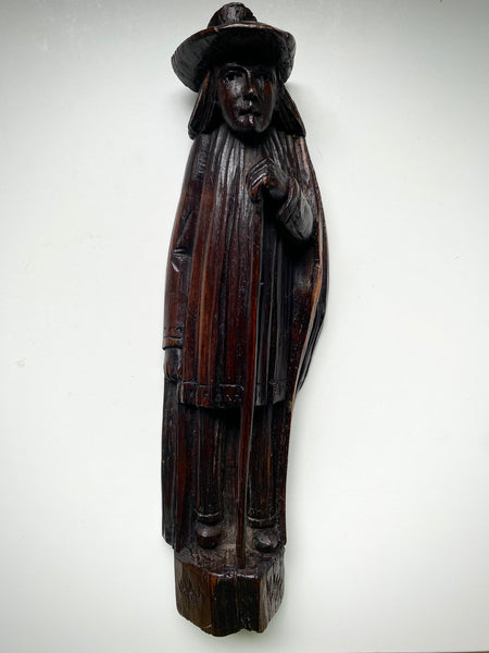 *RESERVED FOR STEVEN* Rare Antique 16th-17th Century Carved Puritan Figure