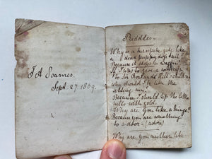 Rare Antique 19th Century Miniature Handwritten Riddles Book Dated 1869