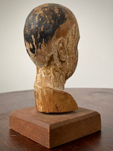 Antique 18th Century Santos Head On Later Stand