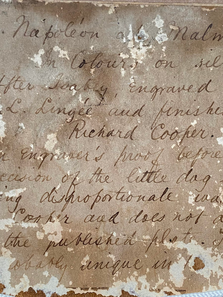 Rare Early 19th Century Engraver’s Proof Of Napoleon At Malmaison On Silk, After Jean-Baptiste Isabey, Engraved By Charles-Louis Lingée And Finished By Richard Cooper c. 1802–1804
