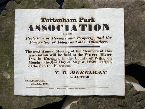 Antique 19th Century ‘Protection Associations’ Meeting Notice Poster 1828