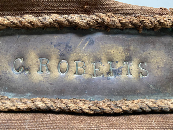 Large Antique 19th Century Brass Sailor’s Nameplate From A Royal Navy Or Merchant Seaman’s Kit Bag 22x30cm