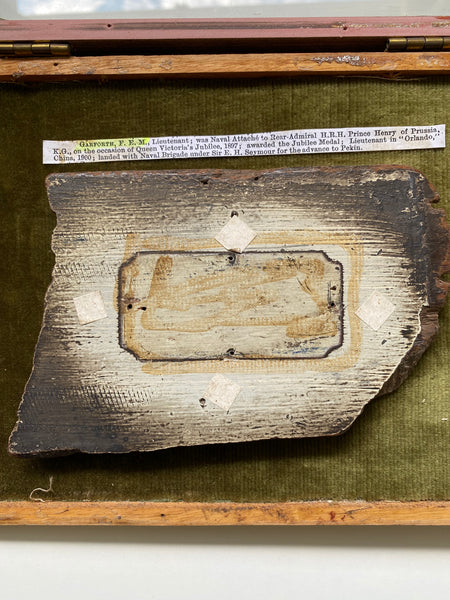 Rare Section Timber From 19th Century Royal Navy Battleship HMS ‘Victoria’, With Period Handwritten Manuscript Label Provenance