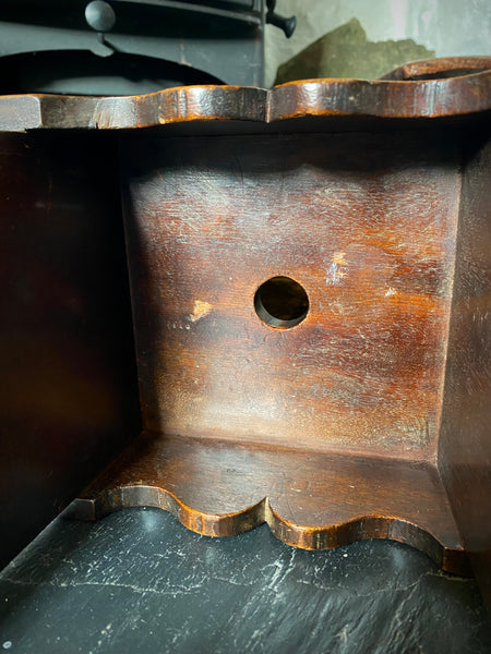 Unusual Antique 19th Century Solid Mahogany Stool With Brass Studs With Initials ‘R.V’ Possible Love Token