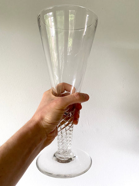 Huge Antique Ale Glass With Rope Twist Stem, Circa 1905