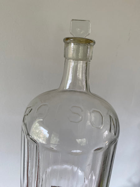 Large Antique Early 20th Century Glass Chemist Poison Bottle