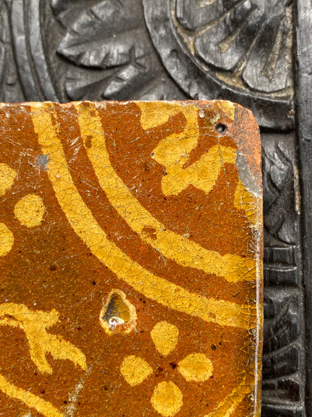 Antique Late 16th Century Glazed Rampant Lion Floor Tile Ex Alison Barker Collection