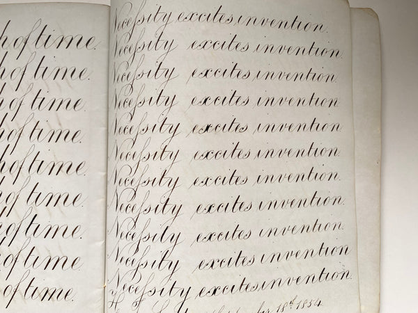 Collection Of Antique Penmanship Calligraphy Practice By Charles Salter Dated 1854