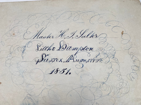 Collection Of Antique Penmanship Calligraphy Geography Subject Book By Charles Salter Dated 1851