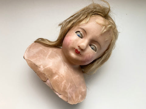 Creepy Antique 19th Century Wax Doll’s Head Bust