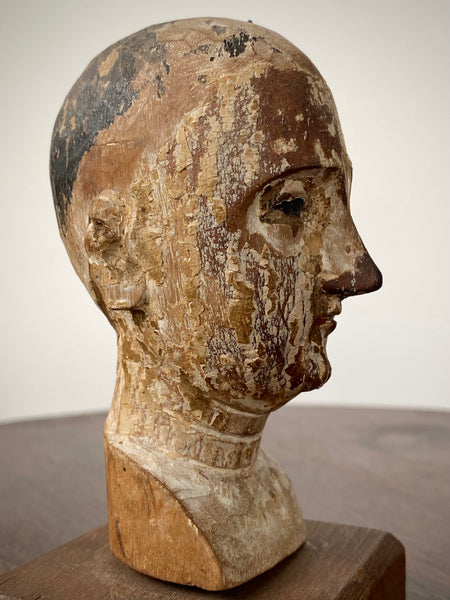 Antique 18th Century Santos Head On Later Stand