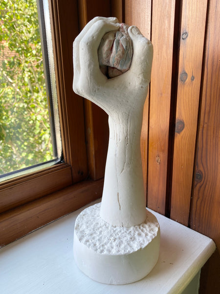 Vintage Plaster Arm Sculpture Clutching A Brain In It’s Fist c.1980’s