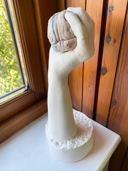 Vintage Plaster Arm Sculpture Clutching A Brain In It’s Fist c.1980’s