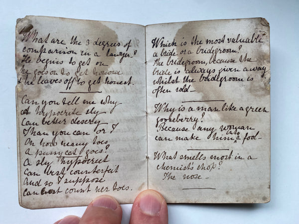 Rare Antique 19th Century Miniature Handwritten Riddles Book Dated 1869