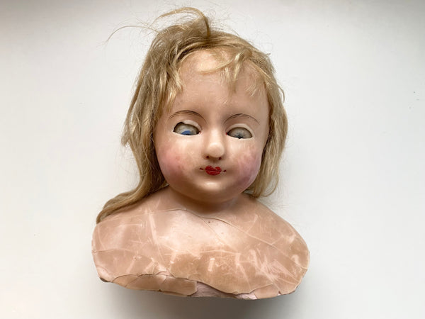 Creepy Antique 19th Century Wax Doll’s Head Bust