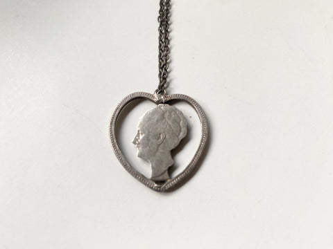 Antique 19th Century Love Token Pendant Made From A Silver Dutch Coin No Chain