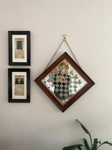 Curious Early 20th Century Folk Art ‘Gypsy Mirror’ Or Checkers Board