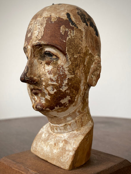 Antique 18th Century Santos Head On Later Stand