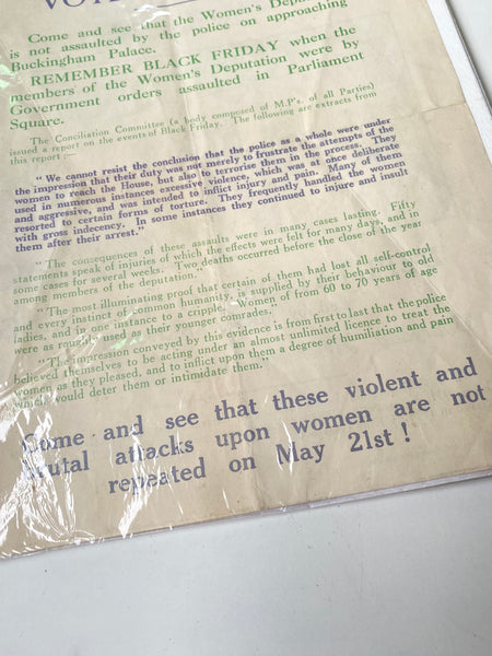 Rare Antique Original 1914 Suffragette Double Sided Flyer – Emmeline Pankhurst’s Deputation to Buckingham Palace