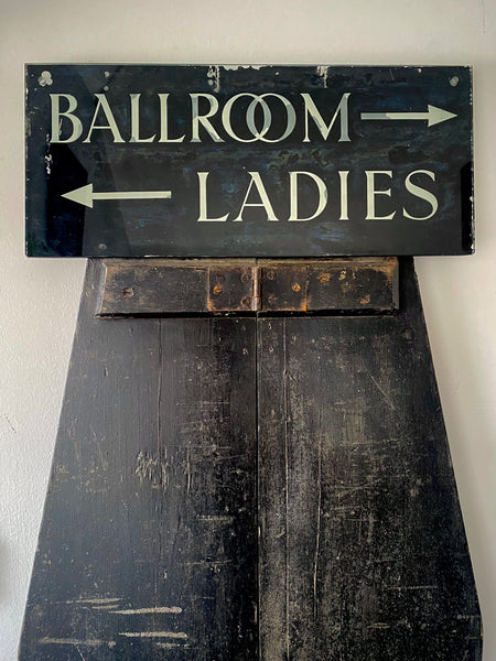 Vintage Glass Hotel Sign For ‘Ballroom’ & ‘Ladies’ c.1970’s