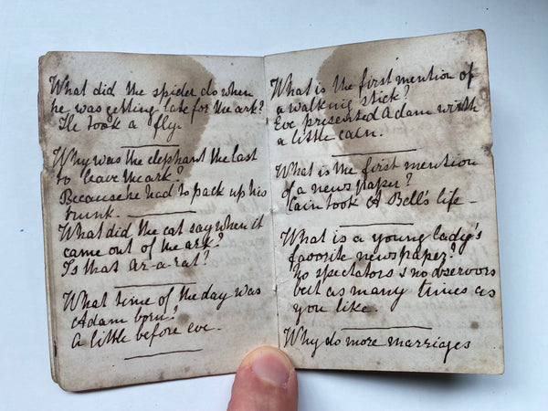 Rare Antique 19th Century Miniature Handwritten Riddles Book Dated 1869