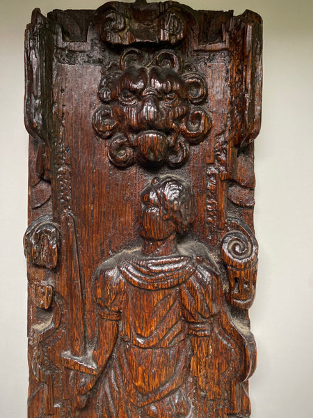 Rare Antique 16th Century Oak Carving Of Justice Dated 1581