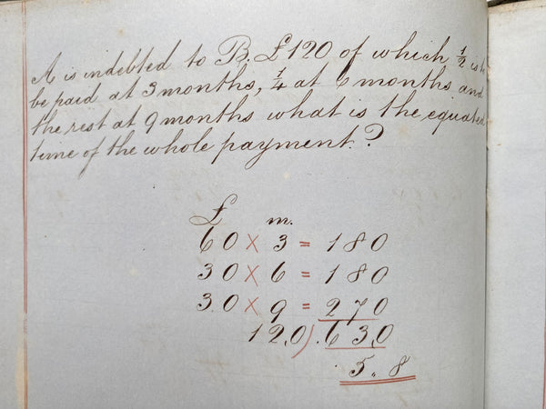 Collection Of Antique Penmanship Calligraphy Practice Mathematics Book By Charles Salter Dated 1852