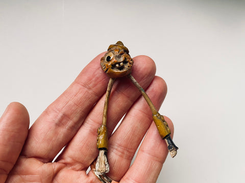 Curious Antique Victorian Folk Art Wishbone Toy Figure