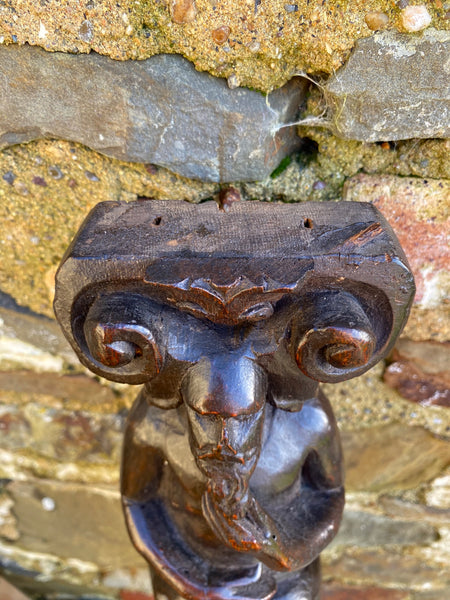 Antique 17th Century Carved Oak Caryatid With Beastie