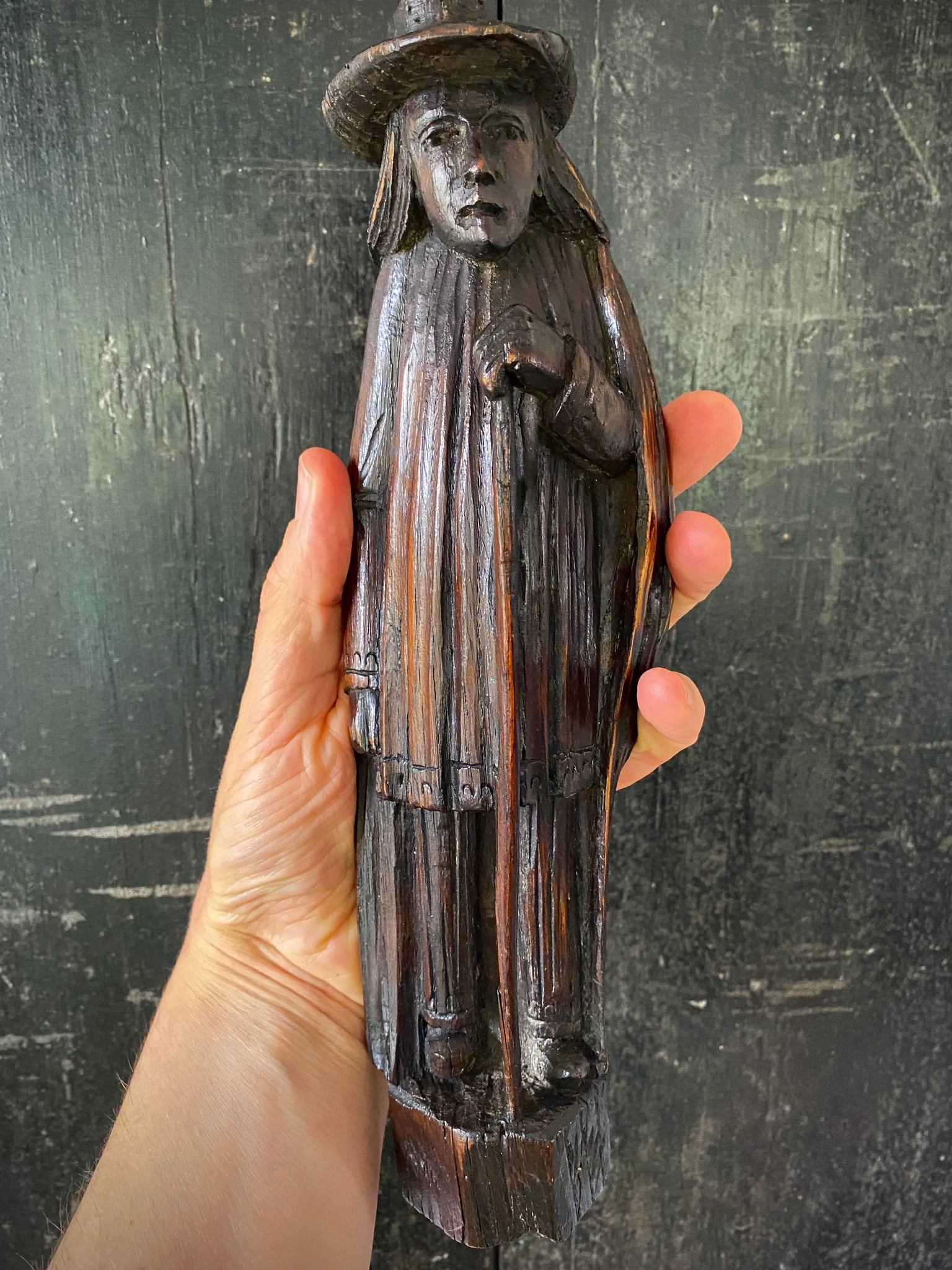 *RESERVED FOR STEVEN* Rare Antique 16th-17th Century Carved Puritan Figure