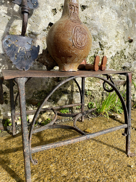 Charming Antique Primitive Blacksmith Made Wrought Iron Footman c.1800 - Source Vintage