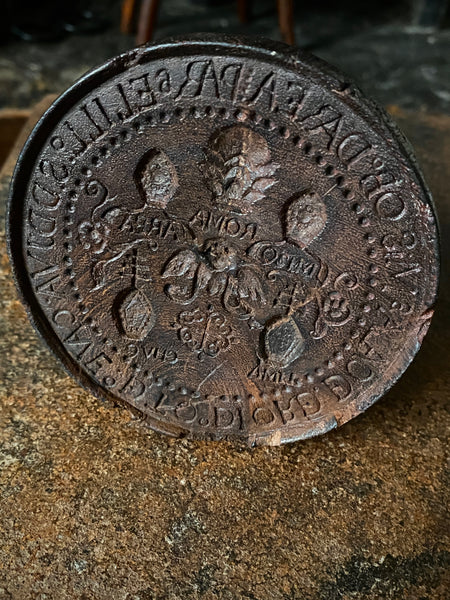 Rare Large Antique Late 17th - Early 18th Century Carved Walnut Ecclesiastical Stamp - Source Vintage