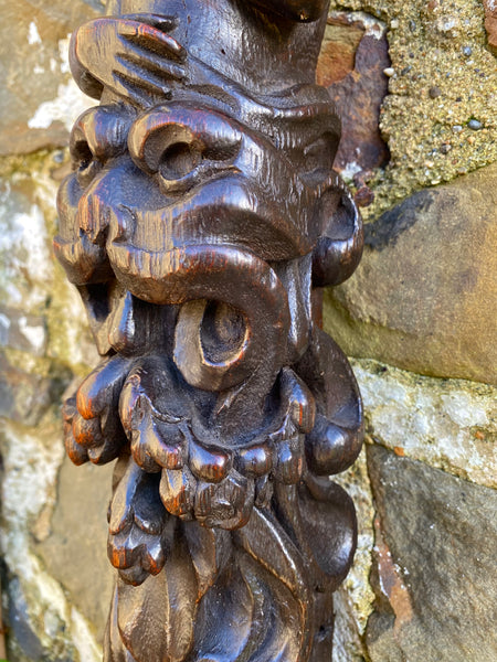 Antique 17th Century Carved Oak Caryatid With Beastie