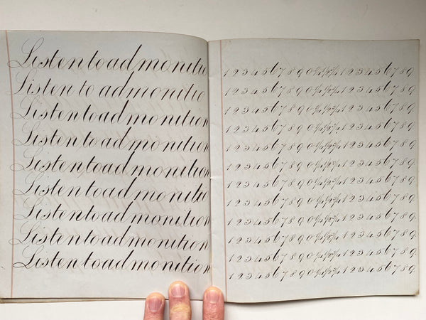 Collection Of Antique Penmanship Calligraphy Practice By Charles Salter Dated 1854