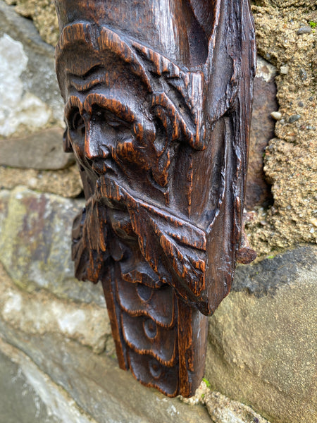 Stunning 17th-18th Century Carved Oak Figural Caryatid