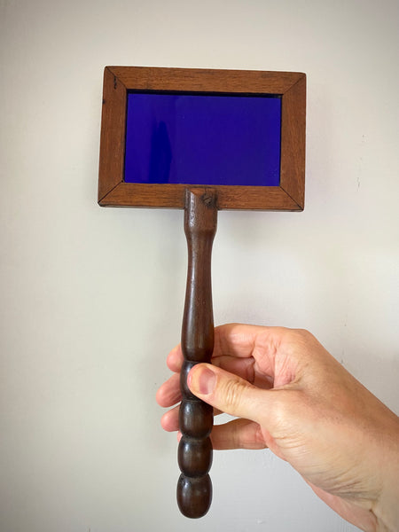 Rare Antique 19th Century Custom Made Treen Handheld Claude Lorrain Style Glass Filter
