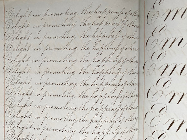 Collection Of Antique Penmanship Calligraphy Practice By Charles Salter Dated 1854