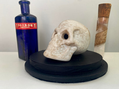 Rare Antique Victorian Parian Ware Apothecary Skull & Bottles