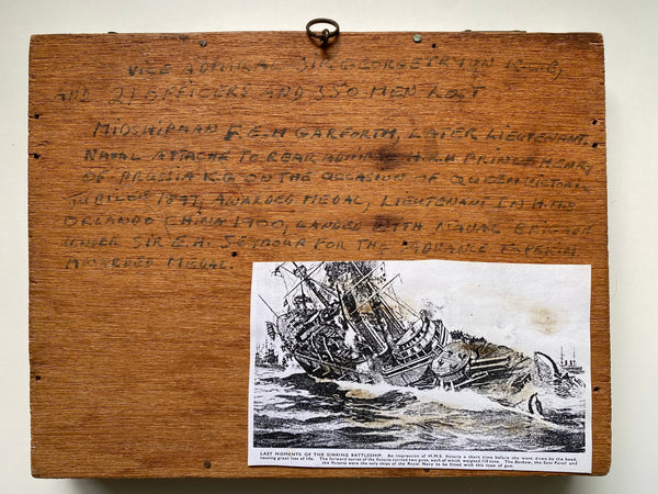 Rare Section Timber From 19th Century Royal Navy Battleship HMS ‘Victoria’, With Period Handwritten Manuscript Label Provenance