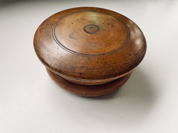 Antique Victorian Treen Campaign Travel Shaving Pot Complete With Ceramic Liner & Mirror