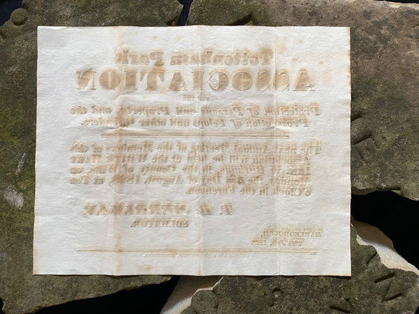 Antique 19th Century ‘Protection Associations’ Meeting Notice Poster 1828
